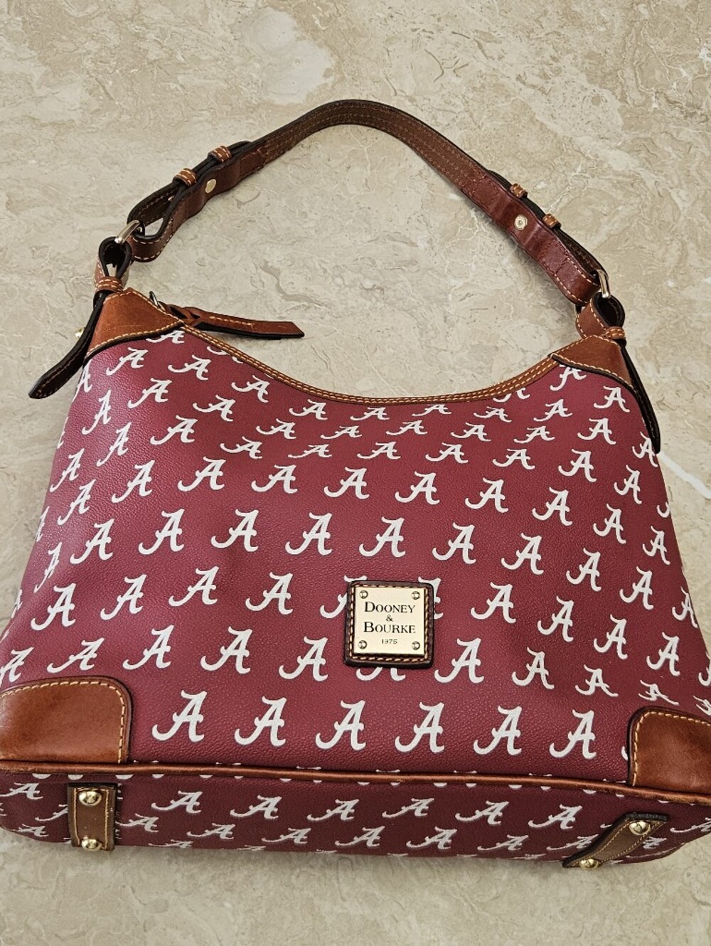 Dooney & Bourke Alabama Crimson Script Logo Hobo Bag - Maroon